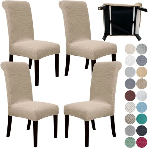 Vista 18 de SPRINGRICO Paquete de 2 fundas para sillas de comedor con cinturón de seguridad, fundas elásticas para sillas Parsons lavables, fundas protectoras
