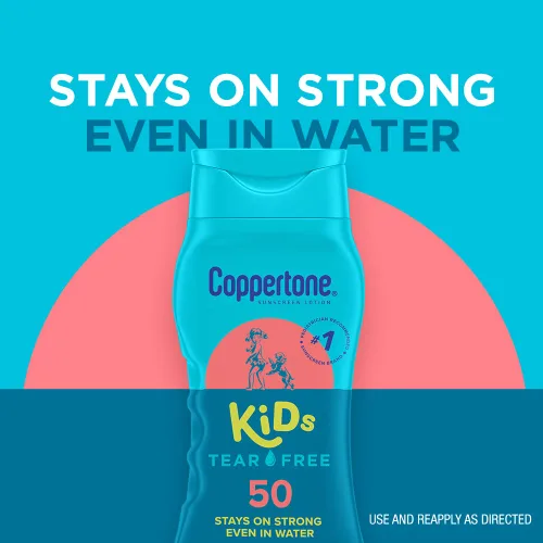 Vista 3 de Coppertone Kids SPF 50 Loción de protección solar sin lágrimas, resistente al agua, 8 onzas líquidas