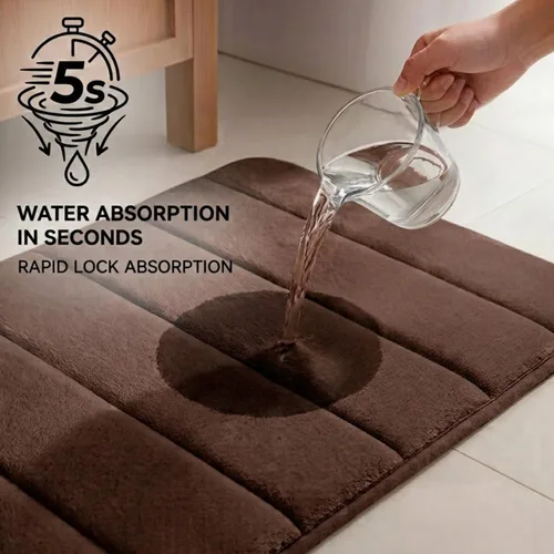 Vista 4 de Juego de 2 alfombras de baño de espuma viscoelástica, súper suaves, absorbentes, de secado rápido, alfombras de baño de espuma viscoelástica