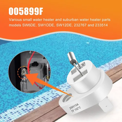 Vista 4 de Kit de fusible térmico para calentador de piscina, 305.6 °F compatible con 005899F Raypak Zodiac R0012200 206A, 266A, 336A, 406A calentador digital
