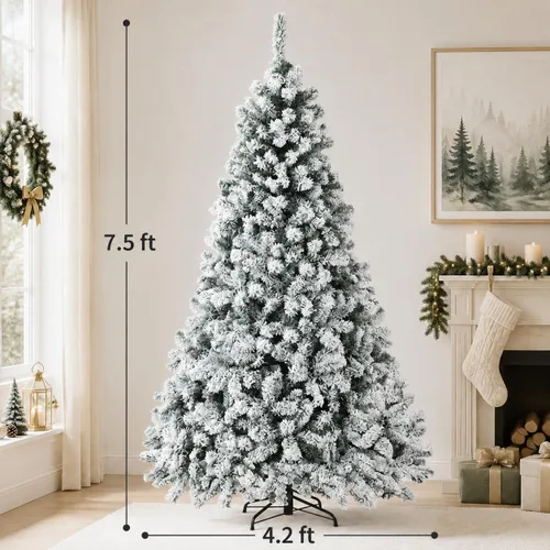 Vista 2 de Árbol de Navidad artificial preiluminado de 7.5 pies con 450 luces LED