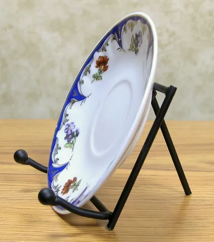 Vista 4 de BANBERRY DESIGNS Soporte de exhibición negro – Juego de 3 caballetes de metal – Soporte de placa de hierro forjado – Soportes para fotos – 3.5