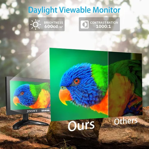 Vista 7 de Mini monitor de seguridad de 8 pulgadas, pantalla de metal portátil de 1280 x 720, entrada HDMI/VGA/AV/BNC, altavoces integrados y control remoto