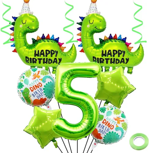 Vista 10 de Globos de cumpleaños de dinosaurio número 2, globo de aluminio de aluminio con el número 2 para fiestas temáticas de dinosaurios, decoración