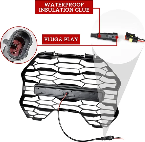 Vista 5 de SAUTVS Parrilla de malla frontal con barra de luz LED para Can-Am Commander 2021+, rejilla de malla negra con barra de luz LED para Can Am Commander
