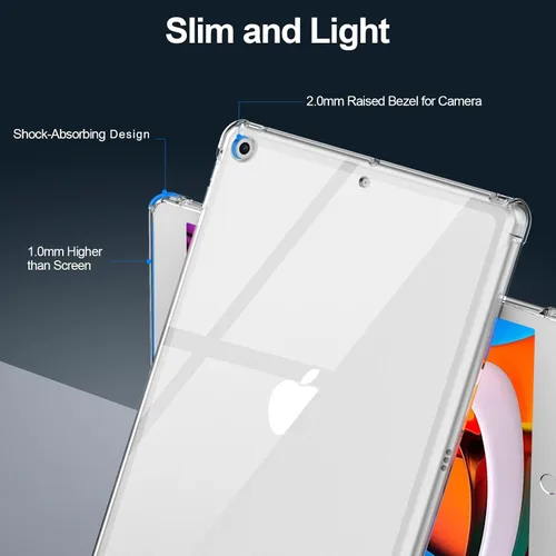 Vista 5 de Funda para iPad de 9ª/8ª/7ª generación para iPad 10.2 2021 y 2020 y 2019, transparente, transparente, a prueba de golpes, funda protectora de TPU