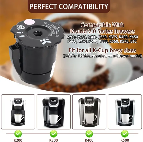 Vista 6 de K250 - Filtro de café molido reutilizable compatible con Keurigg My K Cup 2.0 1.0 K300 K350 K375 K400 K450 K475 - Filtro de café molido recargable