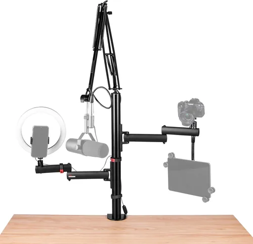 Vista 7 de Gator Frameworks Árbol de creación de contenido todo en uno de la serie ID con accesorios de luz, micrófono y cámara, extensiones de accesorios