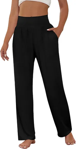 Vista 4 de Neer - Conjunto de 3 pantalones de yoga de pierna ancha para mujer - Pantalones deportivos cómodos, holgados, de cintura alta y casuales