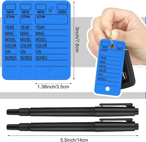 Vista 2 de Gersoniel 500 etiquetas para llaves con etiquetas, etiquetas para llaves de concesionario de automóviles con anillos, etiquetas en blanco