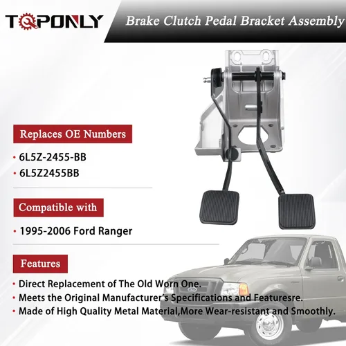 Vista 3 de TQPONLY conjunto de soporte de pedal de embrague de freno con bujes montados Compatible con Ford Ranger 1995-2006 Reemplaza 6L5Z2455BB