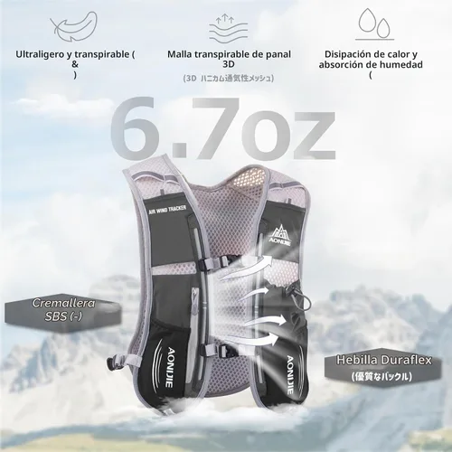 Vista 3 de Azarxis Hydration Running Vest Backpack Pack 5L 5.5L for Women and Men Jogging Trail Race Marathon Cycling Hiking