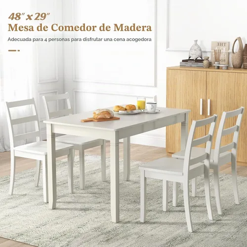 Vista 8 de Giantex Mesa de comedor para 4 personas, mesa de cocina de 48 x 29 pulgadas con patas de madera, mesa de comedor rectangular para espacios pequeños