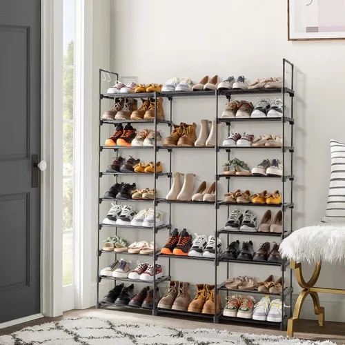 Vista 5 de Organizador de zapatos, organizador de 9 niveles para zapatos, organizador de zapatos para entrada, con capacidad para 50-55 pares de zapatos
