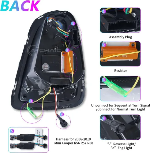 Vista 5 de Conjunto de luces traseras para Mini Cooper 2007-2013 y Coopers Hatchback R56 R57 R58 R59 Union Jack luces traseras con luz de señal de giro
