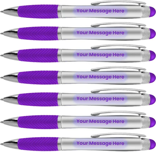 Vista 12 de Bolígrafos personalizados, paquete de 80 grabados láser sin granel, bolígrafo de 3 pulgadas, lápiz óptico y área personalizada con luz, nombre
