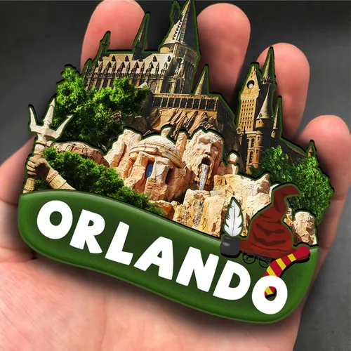 Vista 4 de Imán de madera de Orlando de Estados Unidos 3D para nevera, recuerdos coleccionables, decoración hecha a mano, manualidades 2