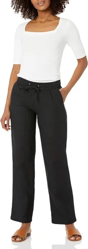 Vista 4 de Tienda Essentials Women's Linen Blend Drawstring Wide Leg Pant (Available in Plus Size)