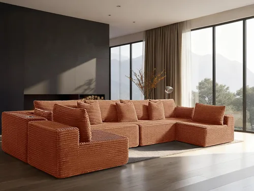 Vista 126 de Sofá modular de gran tamaño de 108 pulgadas, cómodo sofá deshuesado en forma de U para sala de estar, asientos extra profundos, sin montaje, sofá
