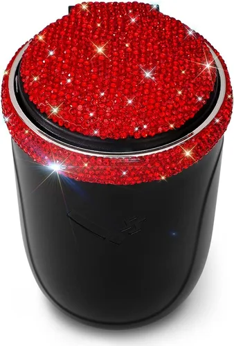 Vista 10 de SAVORI Cenicero de automóvil para mujeres y hombres, portavasos, portátil, sin humo, con indicador de luz LED azul, accesorios para automóvil (rosa)