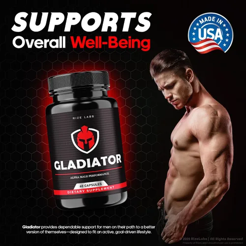 Vista 7 de rize labs Cápsulas de gladiador para hombres - Pastillas para el rendimiento, suplemento para un apoyo de máxima fuerza Pastillas ultra puras