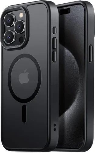 Vista 80 de Tigowos Funda magnética para iPhone 15, resistente a las caídas, sensación de piel mate, a prueba de golpes, ajuste delgado para iPhone 15, negro