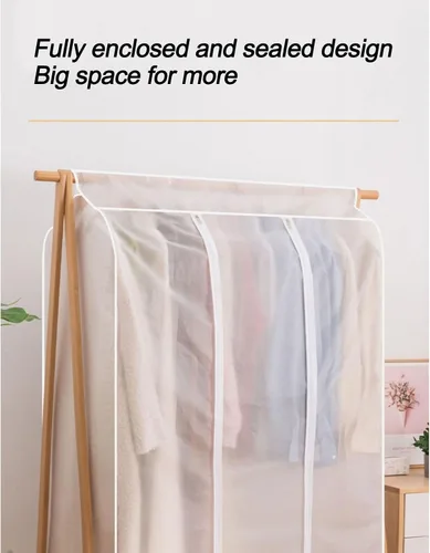 Vista 2 de Funda transparente para colgar ropa, transpirable y a prueba de humedad, a prueba de polvo y arrugas, capacidad gruesa, adecuada para perchas