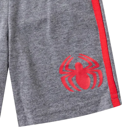 Vista 7 de Marvel Spiderman - Conjunto de camiseta con capucha y pantalones cortos para niños pequeños