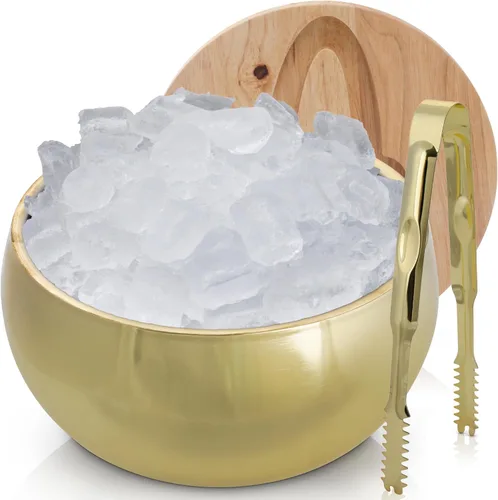Vista 8 de Gusto Nostro Cubo de hielo aislado de 4.1 L con tapa y pinzas, cubo de hielo de acero inoxidable de doble pared grande, sin BPA para bar