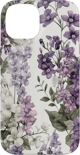 Vista 4 de White Violet Purple Lavender Lilac Floral Funda de flores botánicas para iPhone 17