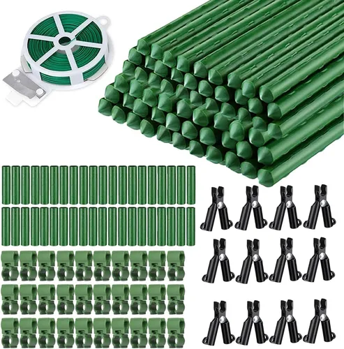 Vista 7 de Estacas de jardín de 7/16 pulgadas, 30 estacas de 16 pulgadas para plantas de bricolaje de 3 pies, 4 pies, 5 pies y 6 pies, estaca de soporte