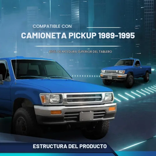 Vista 2 de PIT66 Bisel superior para salpicadero compatible con Toyota Pickup 1989, 1990, 1991, 1992, 1993, 1994 y 1995, color negro Bisel superior
