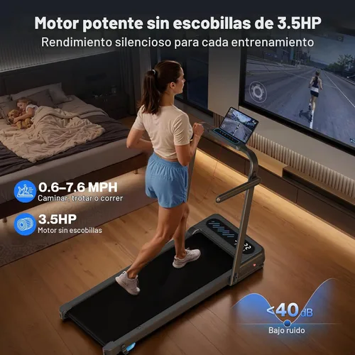 Vista 9 de Cardirun Almohadilla para caminar con inclinación automática y barra