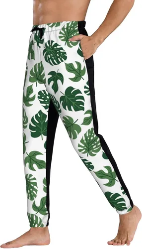 Vista 4 de ultaro Men's Casual Jogger Sweatpants Tropical Leaves Running Sweatpants with Pockets