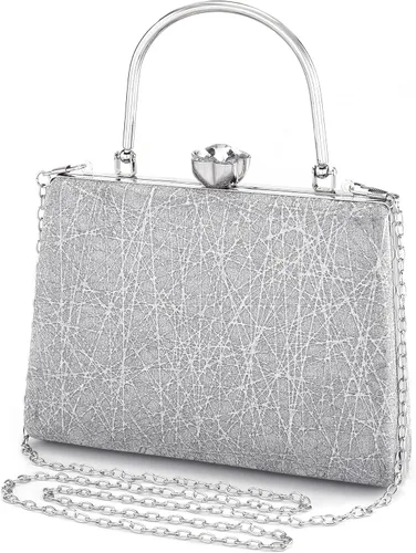 Vista 4 de Ayliss Bolso de noche para mujer con asa superior para boda bolso cruzado para cóctel graduación esmerilado