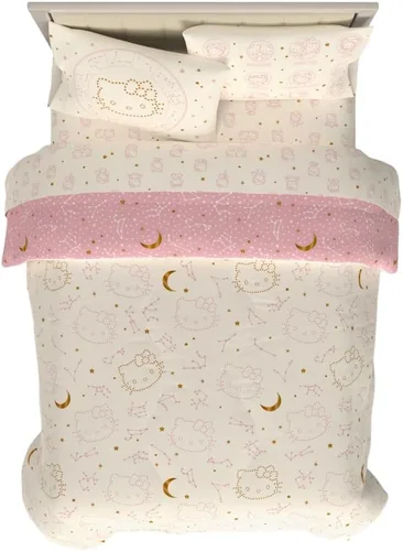 Vista 12 de Franco - Juego de edredón y sábanas supersuaves con funda para niños, 5 piezas, tamaño individual, Hello Kitty