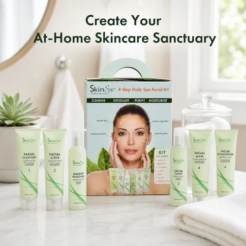 Vista 4 de Juego completo de cuidado de la piel facial de 4 pasos, 6 productos de tamaño completo para todo tipo de piel, incluyendo sensibles, sin sulfatos