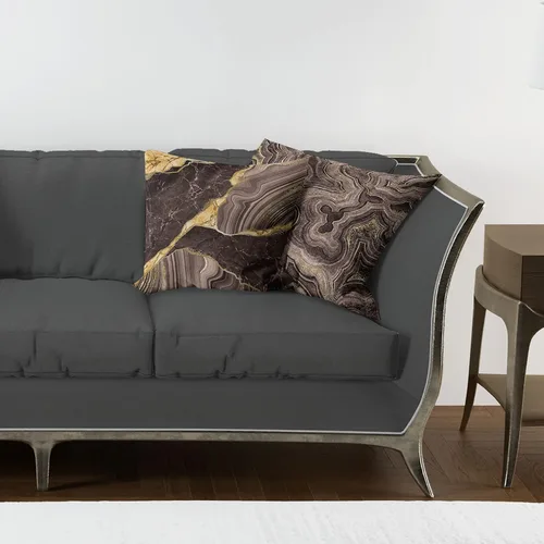 Vista 5 de Ambesonne Juego de 2 fundas de almohada decorativas con estampado de mármol, con temática de tonos terrosos, diseño abstracto moderno de piedra