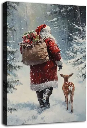 Vista 13 de MNFGMH Arte de pared de muñeco de nieve de Navidad, impresión en lienzo de vacaciones de invierno, imagen pintura de Navidad, regalo festivo