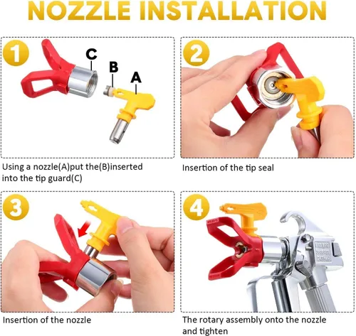 Vista 3 de Puntas de pulverización reversibles sin aire para pulverizador de pintura sin aire (109)