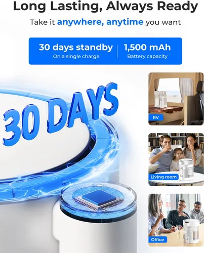 Vista 7 de Waterdrop 0 TDS - Dispensador de filtro de agua eléctrico de vidrio para encimera, grande de 22 tazas, sistema de filtración de agua instantánea