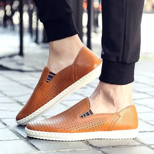 Vista 2 de mitvr Mocasines casuales de cuero para hombre, zapatos suaves para caminar