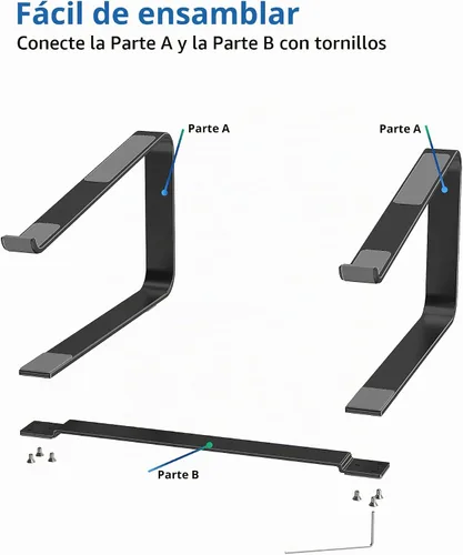 Vista 4 de SOUNDANCE Soporte de computadora portátil para escritorio, elevador ergonómico de metal para portátiles de 12 a 17.3 pulgadas, soporte de escritorio