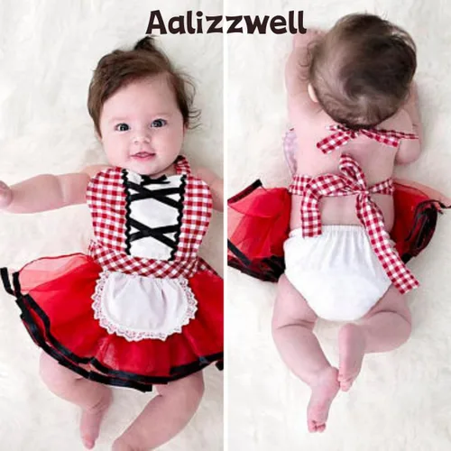 Vista 3 de Aalizzwell Conjunto de ropa de Caperucita Roja para bebés y niñas pequeñas