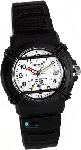Vista 2 de Casio HDA600B-7BV Reloj de cuarzo de resina negra para hombre con esfera blanca, Azul, Reloj analógico, reloj de cuarzo