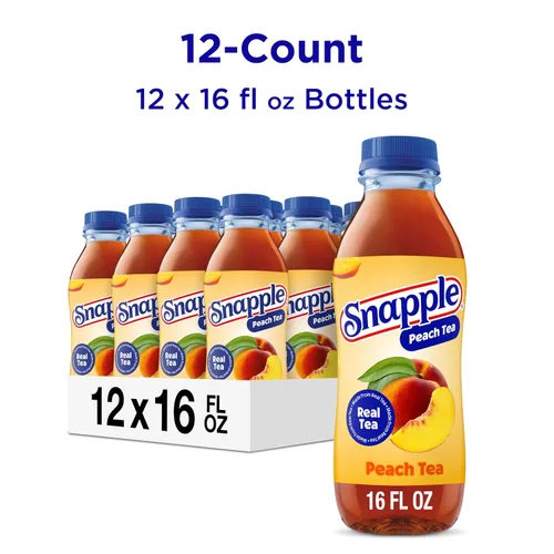Vista 4 de Snapple Té de melocotón, botella de plástico reciclada de 16 onzas líquidas, paquete de 12