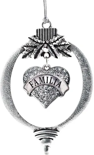 Vista 89 de Inspired Silver - Red Merry - Adorno de Navidad plateado - Adorno de árbol de Navidad con dije de corazón con circonita cúbica - Decoración colgante