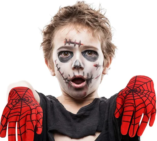 Vista 7 de 2 Pairs Spider Web Gloves Halloween Spider Gloves