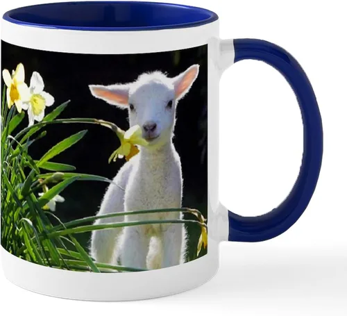Vista 9 de CafePress EASTER LAMB AND FLOWERS - Taza de café de cerámica de 11 oz (11.0 fl oz)