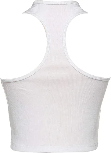 Vista 2 de Camiseta sin mangas acanalada con espalda cruzada y cuello halter para mujer
